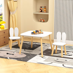 Rabbit Themed Table And 2 Chairs Set - White