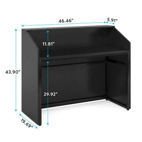 Modern Reception Desk, Front Desk Table With Cable Grommet & Privacy Panels