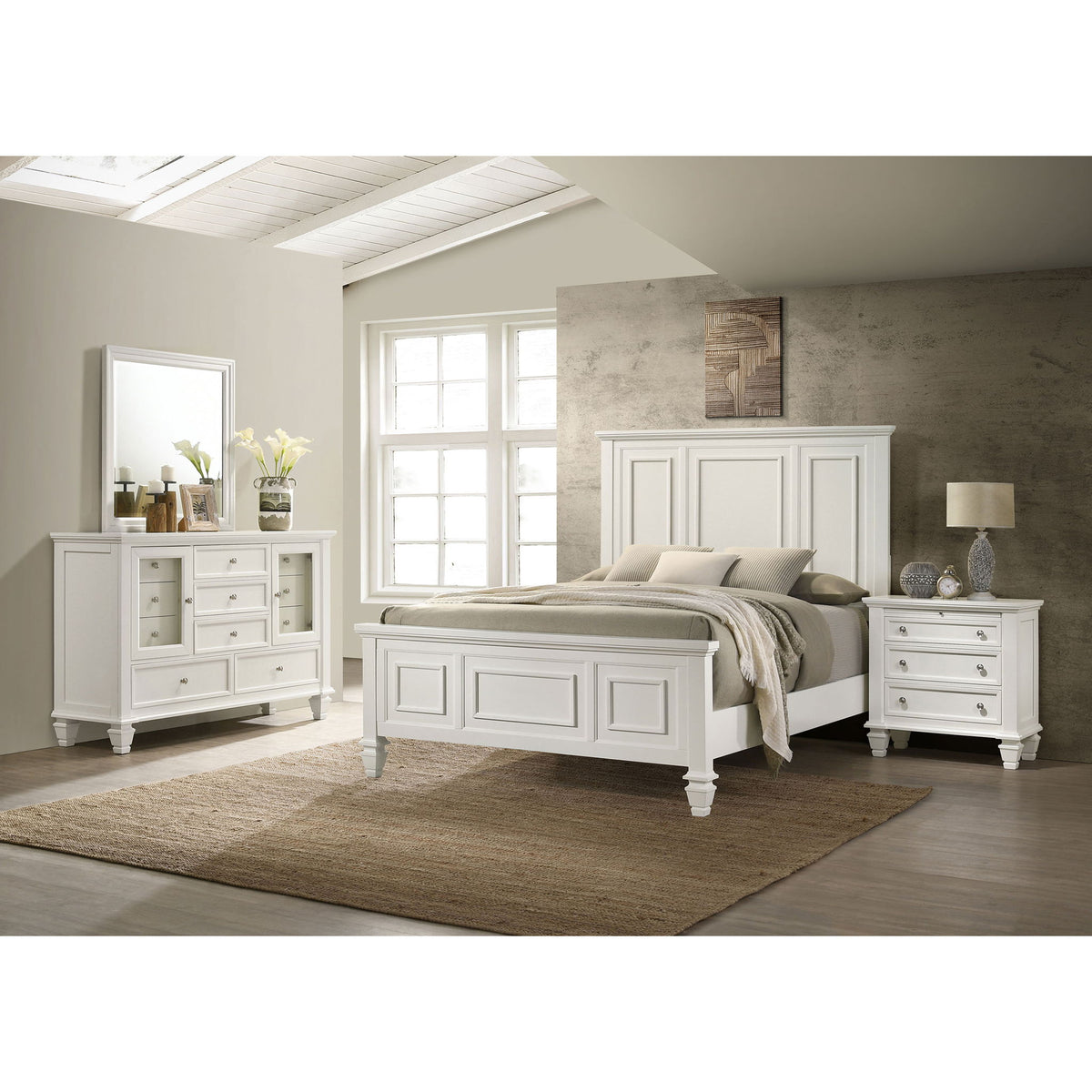 Dennis - 4 Piece Eastern King Bedroom Set - Cream White