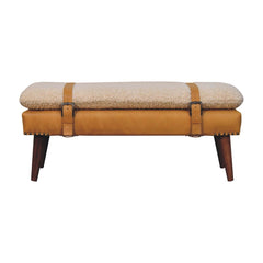 Boucle Leather Bench - Tan