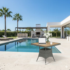 All-Weather Square Rattan Patio Dining Table