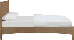 Santos - Vegan Leather Headboard And Wood Bed - Waxed Brown Frame