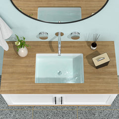 Modern Ceramic Rectangular Undermount Bathroom Sink With Overflow