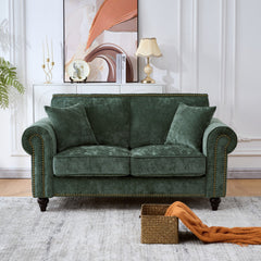 2 Seater Sofa With Rolled Arms, Tufted Upholstered Couch
