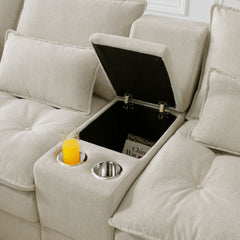 Contemporary U Shaped Sofa With Console And Cupholders