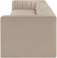 Rummi - Velvet Performance Fabric Upholstered 4 Piece Modular Sofa