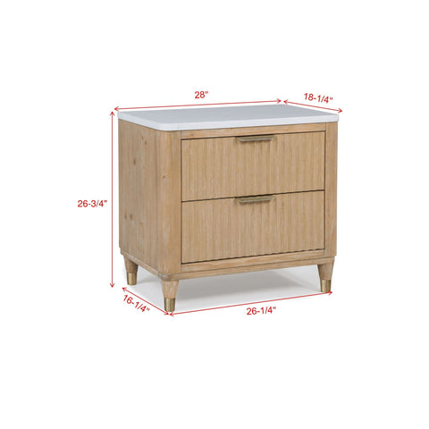 Nightstand With Accented Hardware - Natural Wood