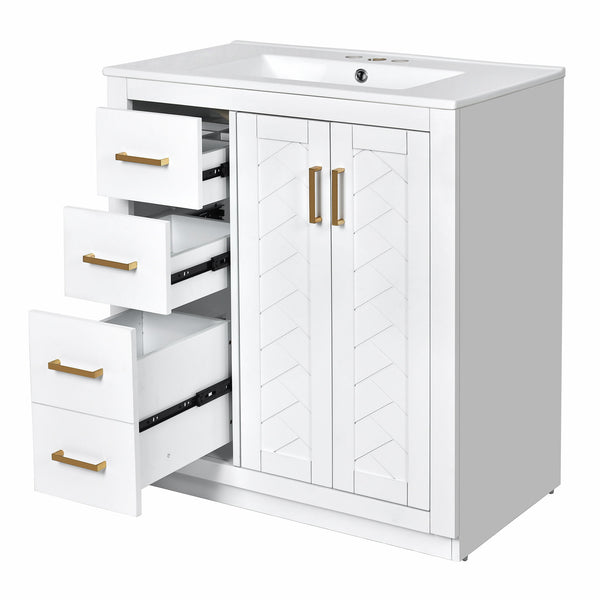 Bathroom Vanity Set With Sink, Storage Cabinet With Drawers & Soft Closing Doors