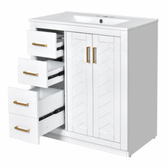 Bathroom Vanity Set With Sink, Storage Cabinet With Drawers & Soft Closing Doors
