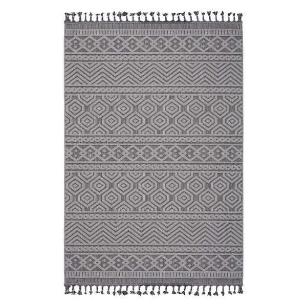 Guros - 6' X 9' Geometric Indoor / Outdoor Area Rug - Gray / White