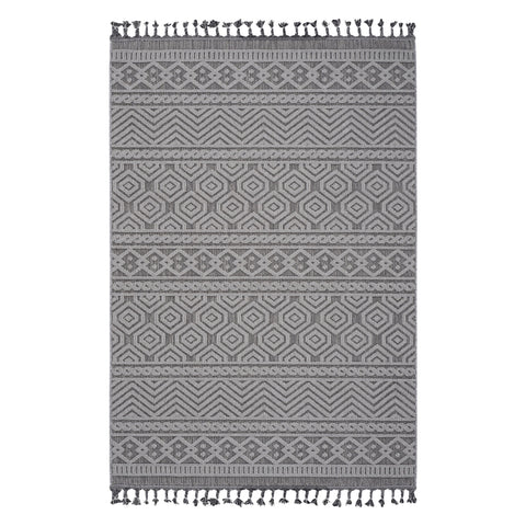 Guros - 6' X 9' Geometric Indoor / Outdoor Area Rug - Gray / White
