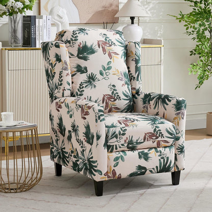Wingback Recliner Chair With Padded Arms - Green