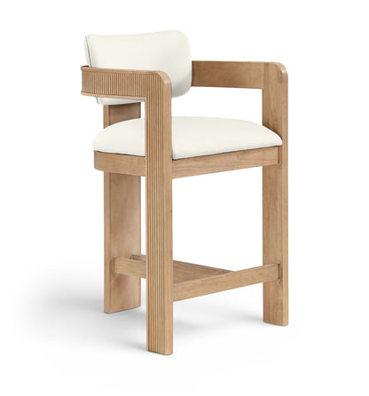 Sacha - Vegan Leather Upholstered Counter Stool With Natural Base