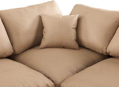 Comfy - 5 Piece Faux Leather Modular Sectional With Chaise - Tan