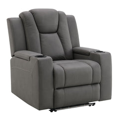 Leuco - Power Motion Recliner With Cup Holder, Control, LED & Power Headrest - Gray