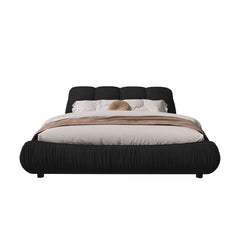 Luxury Upholstered Platform Bed With Oversized Padded Backrest And Solid Wood Frame