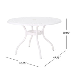 Tranquilius - Outdoor Round Dining Table With Lattice Tabletop, Umbrella Hole And Curved Legs
