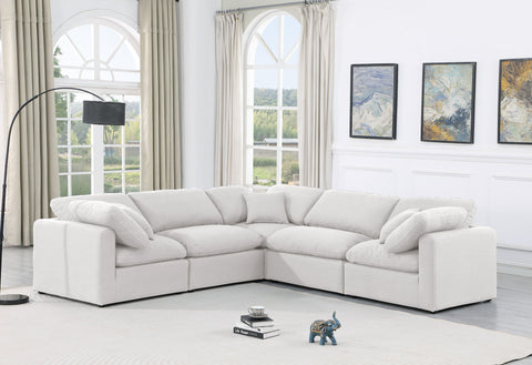Indulge - Linen 5 Piece Modular Corner Sectional - White