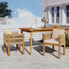 Outdoor Dining Chairs With Rope Handles (Set of 2)