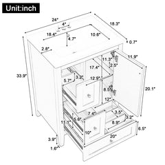 Bathroom Vanity With Storage, Removable Dividers