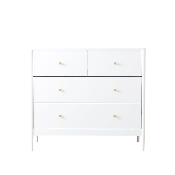 4 Drawer Kids Dresser With Antique Brass Pulls - White