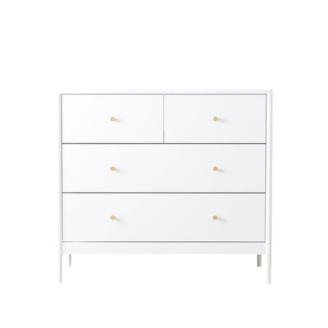 4 Drawer Kids Dresser With Antique Brass Pulls - White