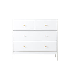 4 Drawer Kids Dresser With Antique Brass Pulls - White