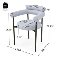 Contemporary Upholstered Armchair Dining Chairs With Metal Legs (Set of 2)
