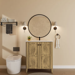 Folding Floor Cabinet With Ceramic Sink, Space Saving