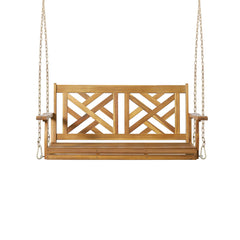 Alejandro - Acacia Wood Porch Swing With Slat Panel Seating