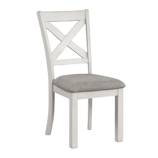 Dining Chairs With Cross Back, Cushion Seat (Set of 2) - White