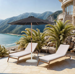 Fiji - Aluminum Patio Umbrella With Round White And Teak Base