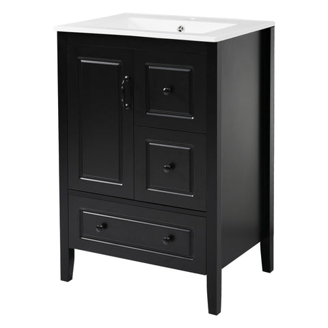 Retro Bathroom Vanity With Sink, Soft Closing Cabinet & Drawers