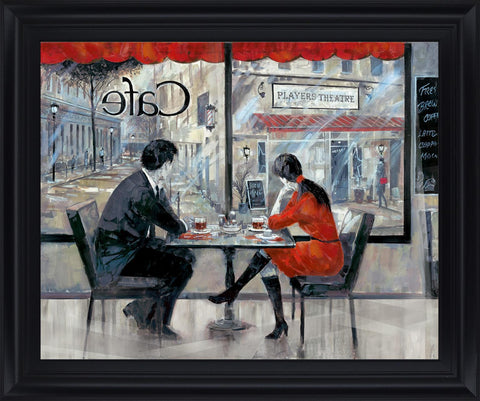 Cafe Conversation - 28" x 34" Framed Wall Art
