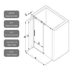 Semi-Frame Single Sliding Shower Door With Clear Tempered Glass