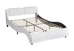 Upholstered Platform Bed With LED Light, Frame Slatted