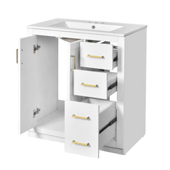 Bathroom Vanity Set With Sink, Storage Cabinet With Drawers & Soft Closing Doors