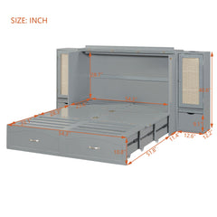 Murphy Wall Bed With Drawer And Rattan Decoration