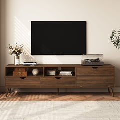 TV Stand With 2 Drawers, 1 Drop Down Door, Media Console Table - Natural