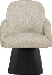 Marlowe - Linen Textured Fabric Upholstered Swivel Dining Arm Chair - Stained Black