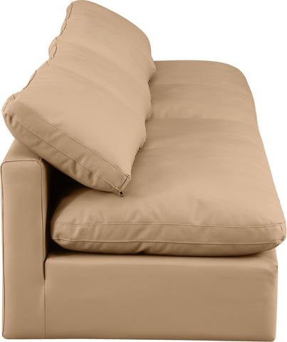 Indulge - Faux Leather 4 Piece Modular Armless Sofa - Tan