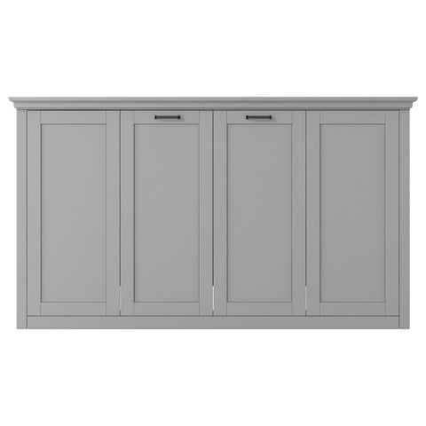 Twin Size Murphy Bed With Cabinet Storage - Gray