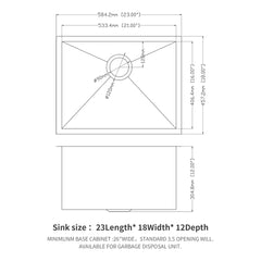 Modern Undermount Stainless Steel Kitchen Sink 16 Gauge, Deep Single Bowl