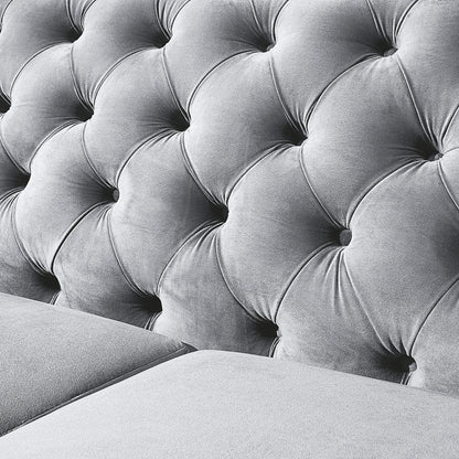 2 Seater Loveseat Sofa With Button Tufted Diamond Grid & 2 Pillows For Living Room