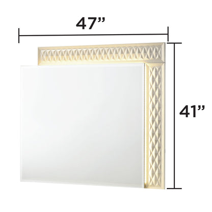 Stanley - LED Bedroom Mirror With Crocodile Texture Frame (Dresser Not Included) - Gray