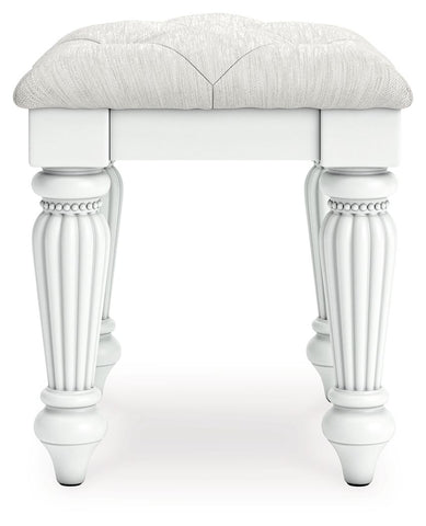 Kozlani - Vanity Upholstered Stool - White