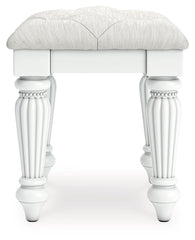 Kozlani - Vanity Upholstered Stool - White