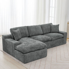 Cloud Sectional Sofa With Double Layer Cushion And Side Pockets, Free-Combined