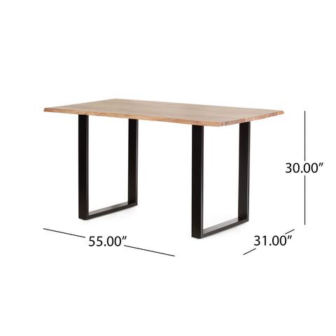 Dining Table With Top And Iron Frame - Natural / Black