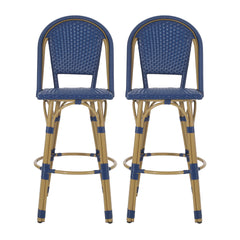 Outdoor Rattan And Aluminum French Barstools (Set of 2)